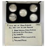 5 1 Oz Fine Silver Steam Engine Rounds.