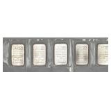 5- 1 Oz .999 Fine Silver JM Silver Bars.