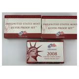 3 - United States Mint Silver Proof Sets.