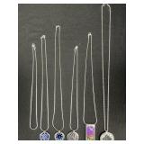 6 Italian Sterling Silver & Glass Rope Necklaces.
