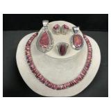 Sterling Silver & Spiny Oyster Jewelry Set.
