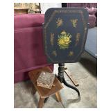 Antique Cherub Parlor Stand, Stool, Box.