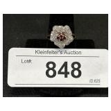 14K Gold Gemstone Flower Ring.