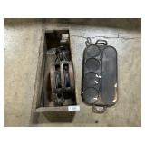 Large Pulley & Cast Iron Griddle.