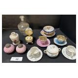 Vintage Tea Cups & Saucers, Japan Floral Vase.