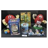 M&M Candy Dispensers, Phone, Disney Keychains.