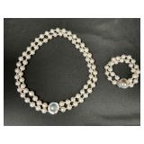 Sterling Silver And Pearl Necklace & Bracelet.
