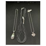 Sterling Silver Necklace W/18 KT Gold Beads.