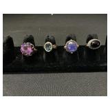 Sterling Silver Ring W/22 KT Gold, Diamond, &