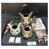 Easter Papier Mache Bunny Pails, Wood Figurines.