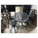 Cast Metal Bistro Cafe Table w/ 2 Chairs.