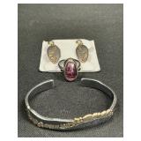 18K Gold & Sterling Silver Jewelry Set.