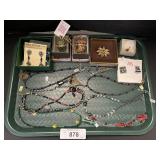 Costume Jewelry, Trinket Boxes, Brooches.