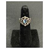 18 KT Gold Rainbow Moonstone & Diamond Ring.
