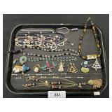 Costume Jewelry, Brooches, Beaded Necklaces.