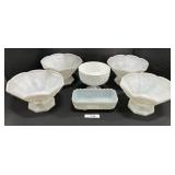 Milk Glass Pedestal Bowls, Dish.