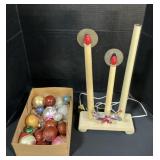 Glass Christmas Ornaments, Electric Candles.