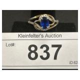 Sterling Silver Blue Gemstone Ring.
