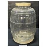 Vintage Barrel Glass Pickle Jar.