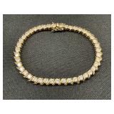 Plated Sterling Silver & Clear Stone Bracelet.