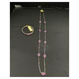 NWT Sterling g Silver Necklace & Bracelet W/Spiky