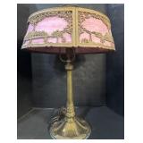 Antique Slag Glass Table Lamp.