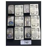 6 Sterling Silver Stained Glass Pendant Necklaces.