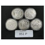5 .999 Fine Silver Rounds.