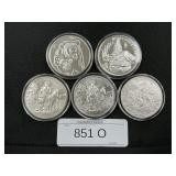 5 .999 Fine Silver Rounds.