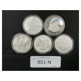 5 .999 Fine Silver Rounds.