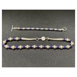 Beaded Sterling Silver Necklace & Bracelet.