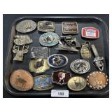 Various Belt Buckles, Remington, Budweiser, NASA.