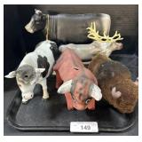 Bull, Bison Coin Banks, Cow & Reindeer Toys.