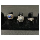 3 Sterling Silver Rings.