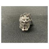 Sterling Silver Cat Keychain.