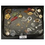 Costume Jewelry, Brooches, Necklaces.