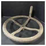 Cast Metal Steering Wheel W/Wooden Handle.
