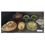 Marigold Carnival Glass, Yellow Depression Glass.