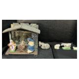 Nativity Scene W/ Figurines & Animals.