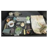 Shot Glasses, Tin Cups, Candle Holder, Embroidery.