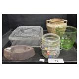 Uranium Glass Measuring Cup, Marbles, Sad Iron.