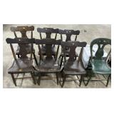 7 Antique Paint Decorated Chairs.