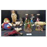 Christmas Candle Holders, Music Box, Plushies.