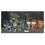 Coca-Cola Pitcher & Tumblers, Fire Co Tumblers.