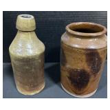 Stoneware Davidson & Co. Jug, Redware Jar.