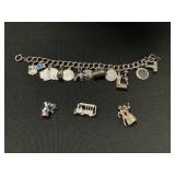 Sterling Silver Charm Bracelet W/ Sterling Charms.