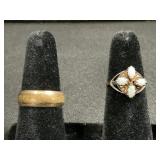 18K & 10K Gold Wedding Band & Opal Ring.