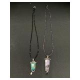 2 Sterling Silver Beaded Necklaces.