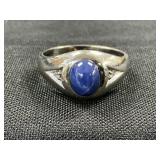 10K White Gold Blue Star Sapphire Ring.