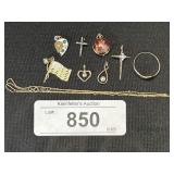 14k Gold Necklace & Charm 10k Gold Charms.